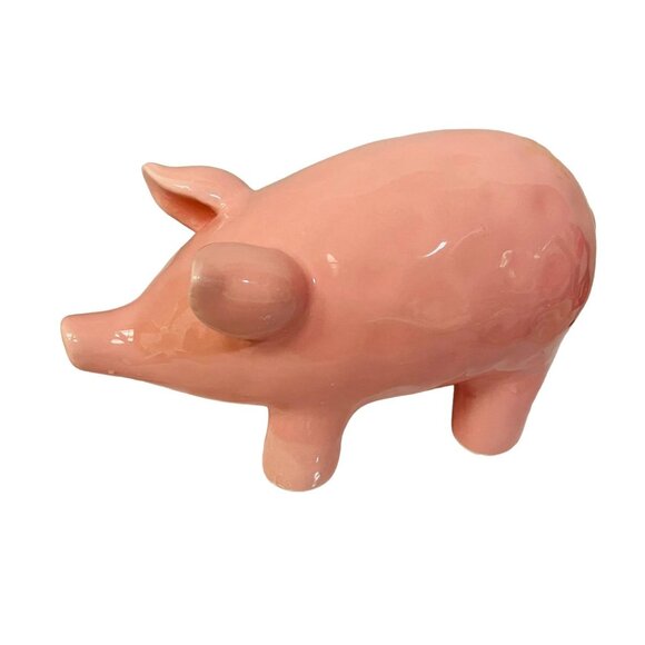 Handmade Pink Ceramic Piggy Bank Decorative Home Accent - Picture 5 of 6